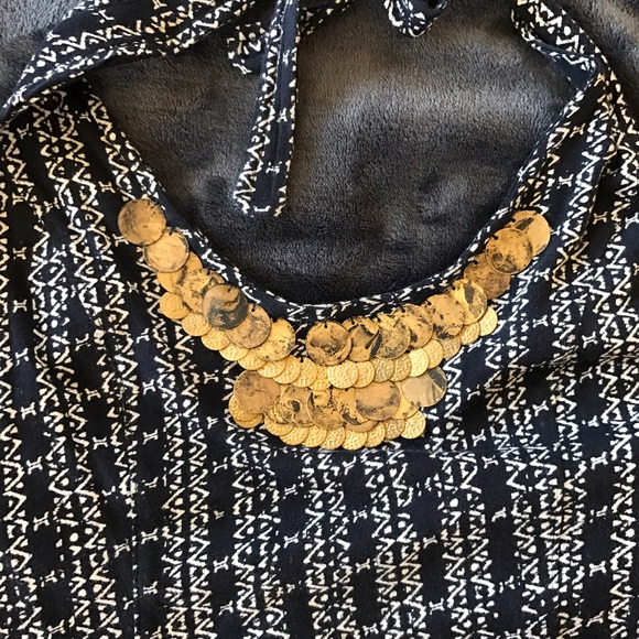 Ecoté Patterned Halter Top with Gold Coins - Picture 3 of 6